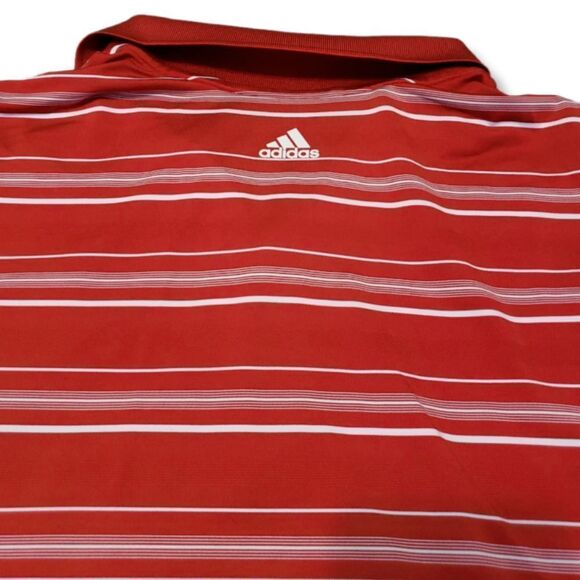 Adidas Shirt Size XL Men's Adidas Golf Puremotion Polo Shirt Striped Stripes Red - Picture 3 of 6
